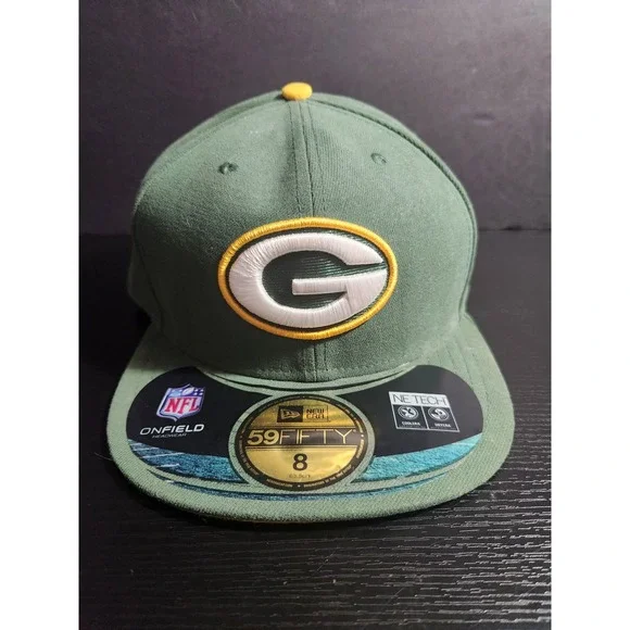 New Era Green Bay Packers NFL 59FIFTY Fitted Hat Size 8 - Picture 1 of 7